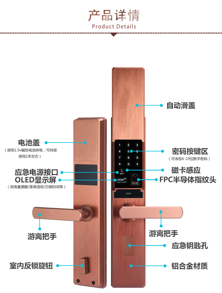 自動滑蓋指紋密碼鎖